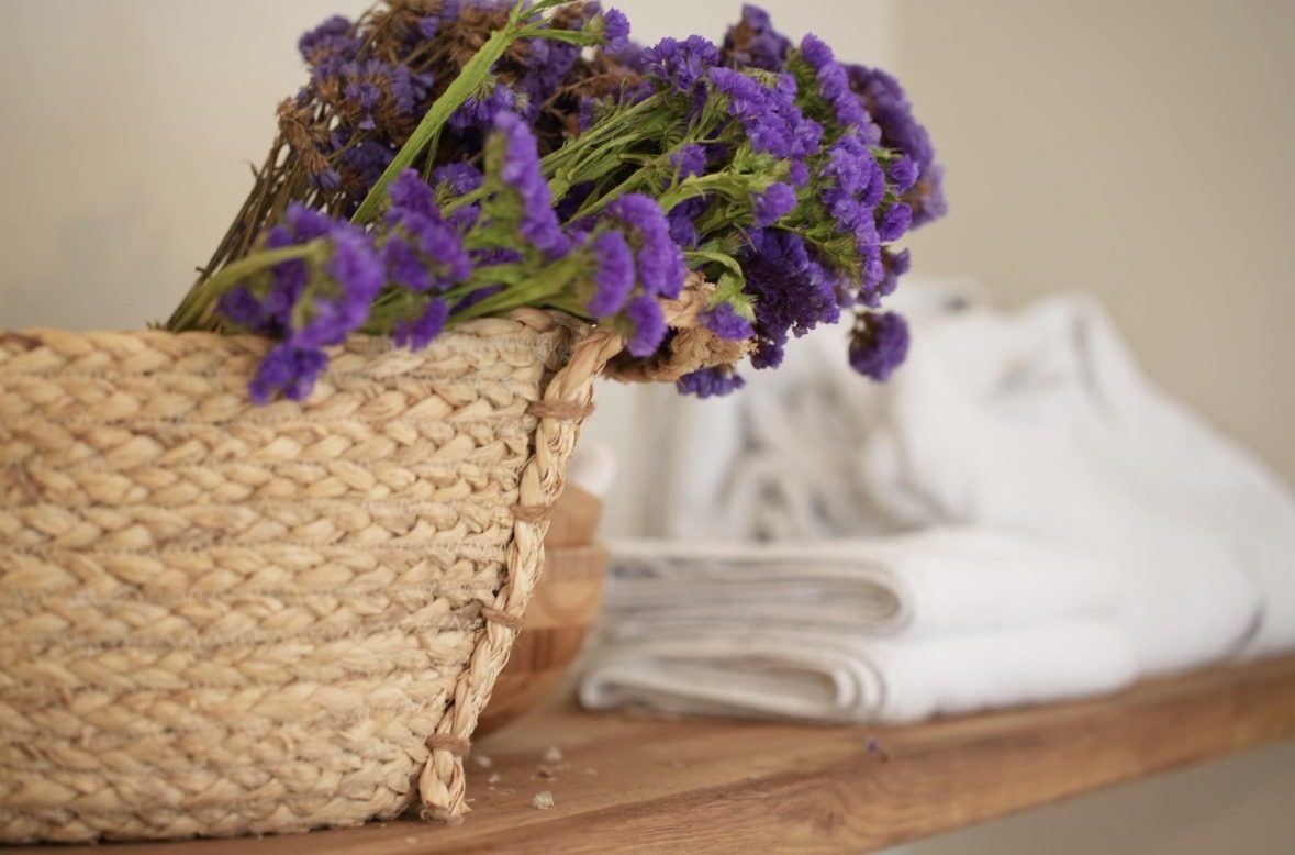 Bouquet de lavande et linge propre — produits naturels